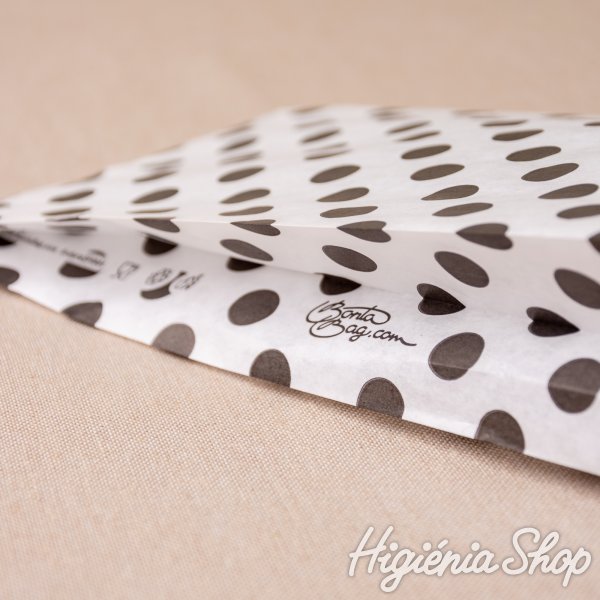 BontaBag 1 kg-os papírtasak fekete pöttyös design mintával - 200 db