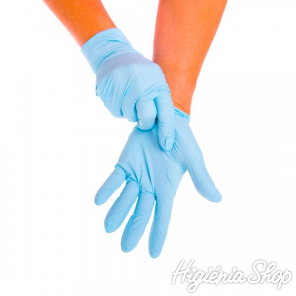 Púdermentes kesztyű nitril S-es méret kék (100 db)