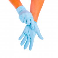 Púdermentes kesztyű nitril S-es méret kék (100 db)